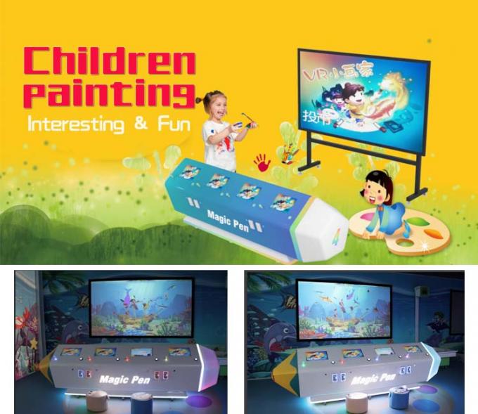 FRP / Steel Interactive Wall Projection Games AR Painting Fish For Kids 0