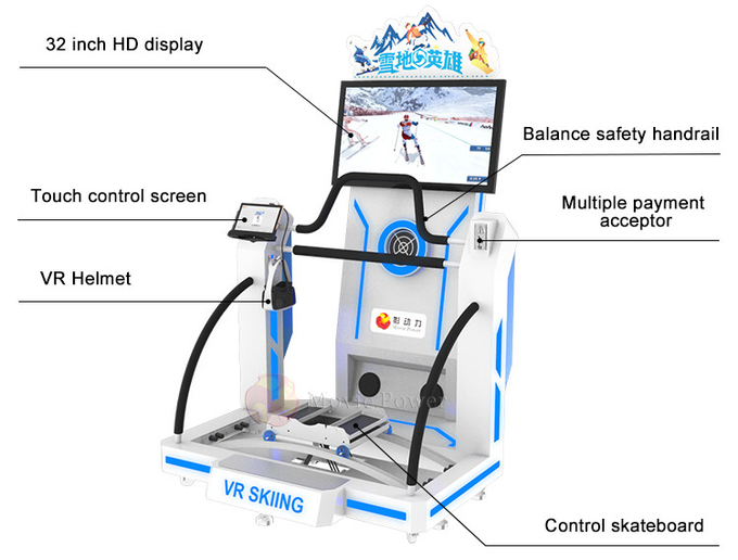 Coin Operated Virtual Reality Arcade Machine 9d Vr Ski Simulator For Commercial 3
