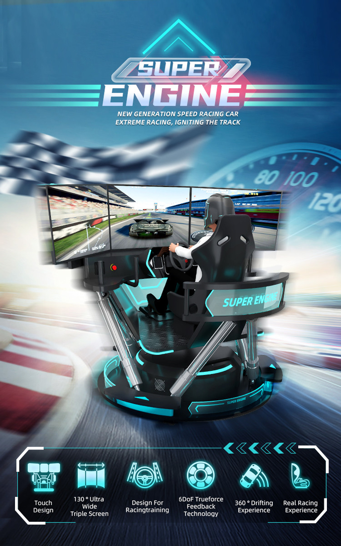 5.0KW F1 Car Racing Simulator Driving Game Machine 6 Dof Motion Platform With 3 Screen 0