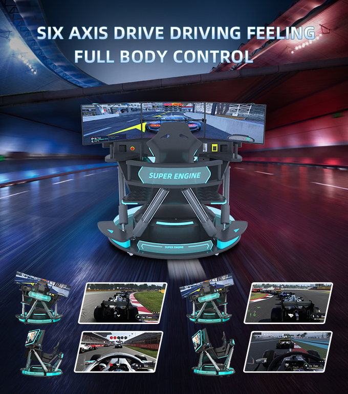 5.0KW F1 Car Racing Simulator Driving Game Machine 6 Dof Motion Platform With 3 Screen 3