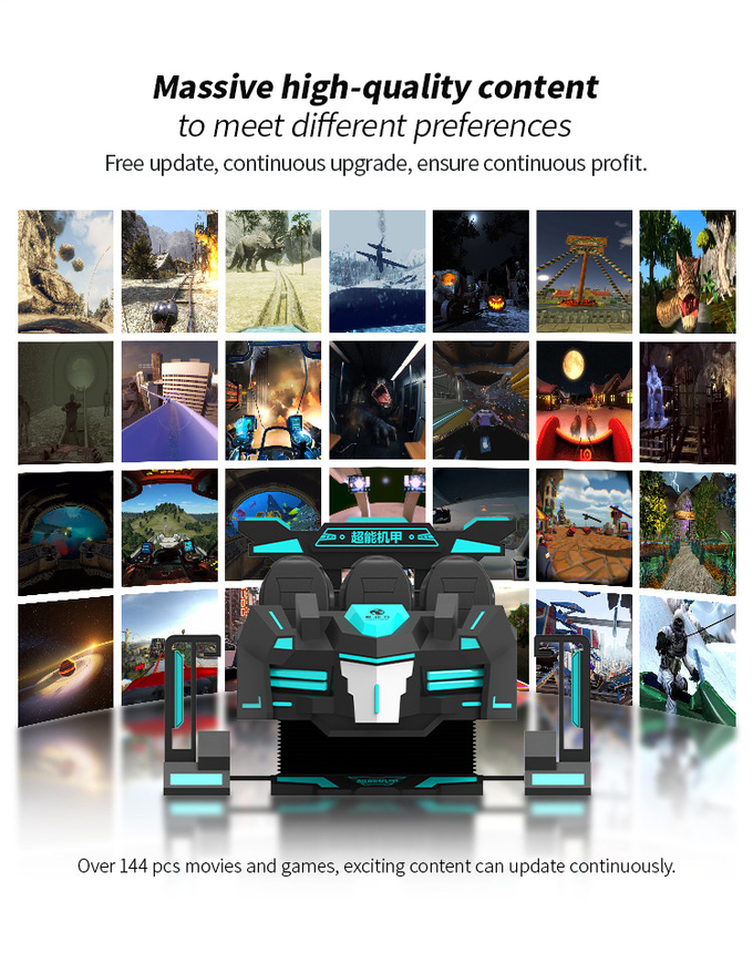 Fiberglass 9D VR Shooting Cinema 6 Person VR Chair Roller Coaster Arcade Game Simulator 1